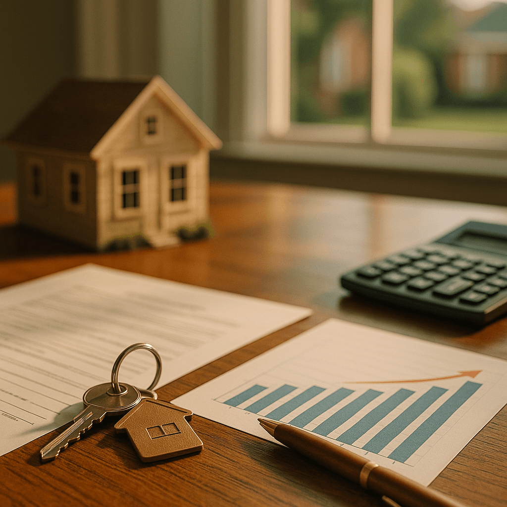 Photo illustrating Georgia mortgage rate locks under pressure, with a house key resting on a CPI inflation rate chart.