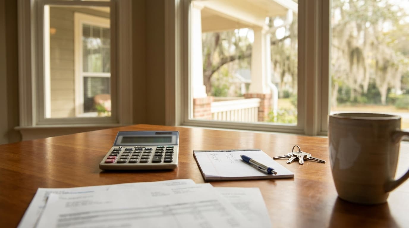 Photo of a Georgia house with a rising payment chart, showing costs if Fannie and Freddie go public.