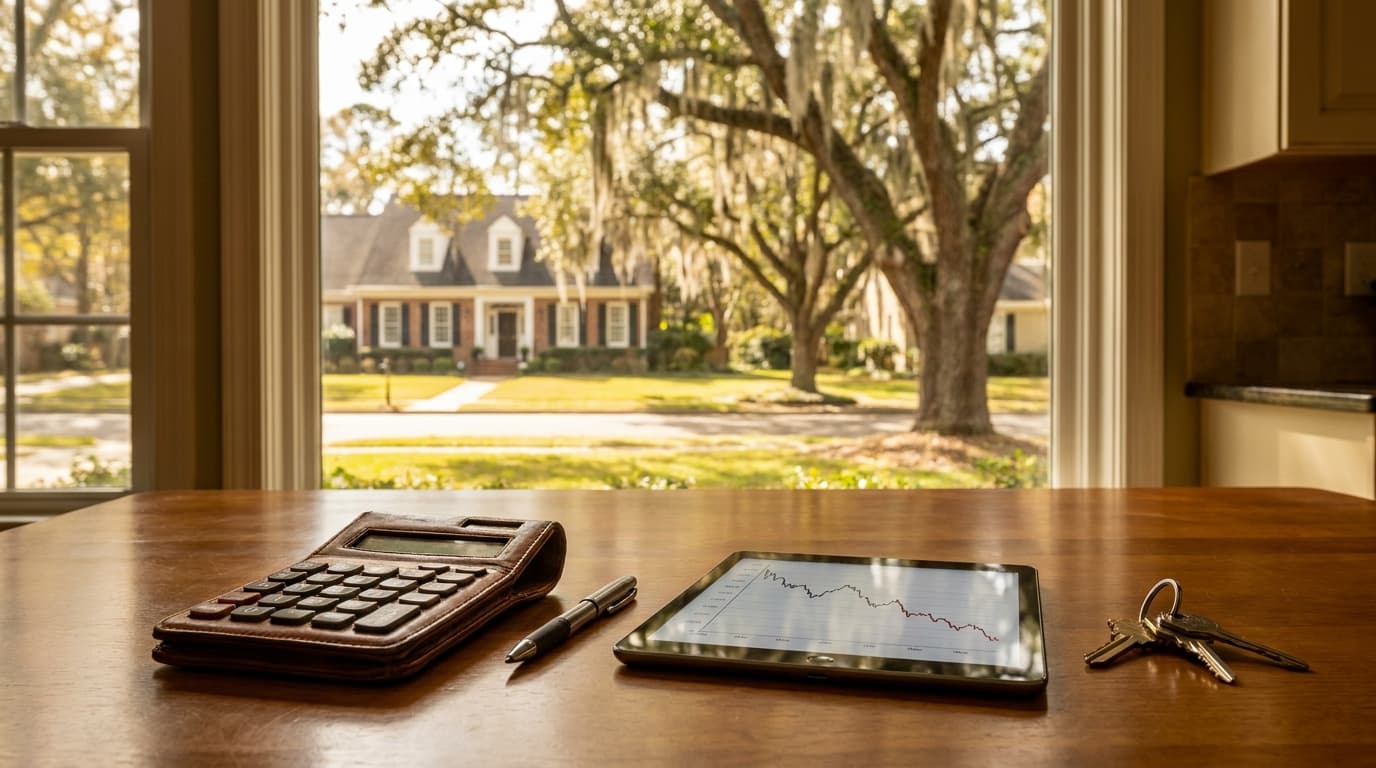 Graph showing Georgia's monthly mortgage payment dipping as mortgage rates fall below home price growth.