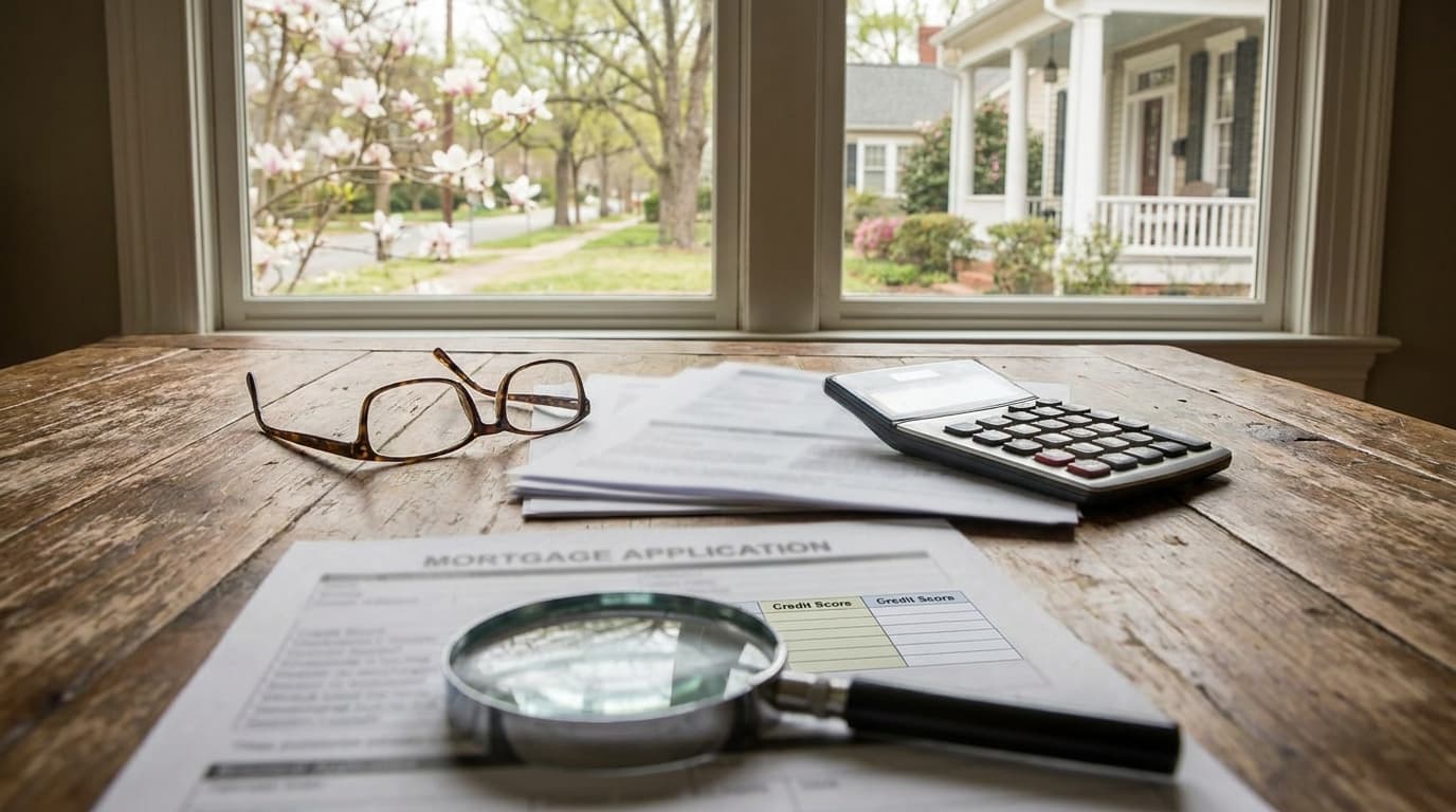 A Georgia homebuyer reviewing a mortgage credit report with VantageScore 4.0 and Classic FICO scores side by side.