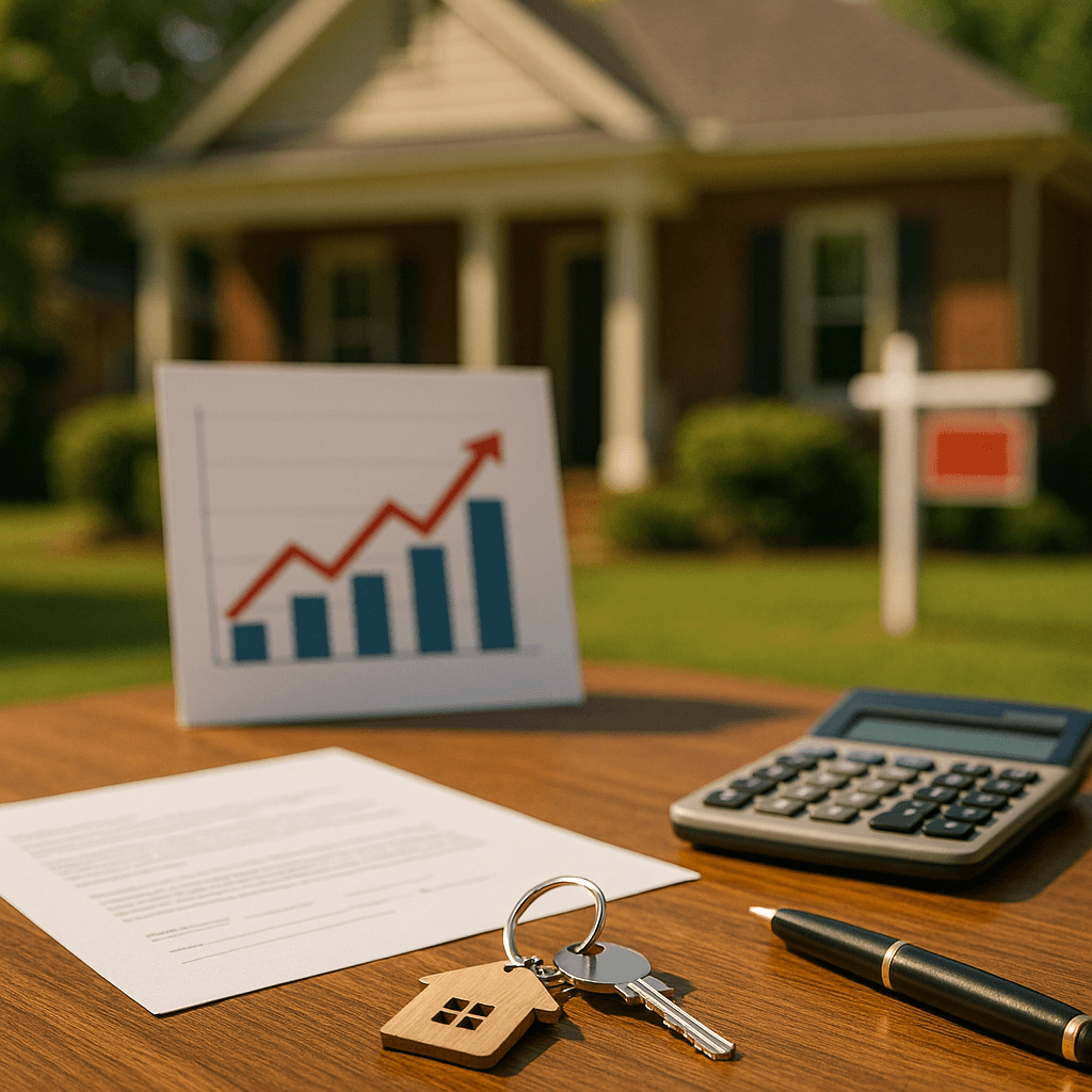 Line chart showing mortgage rates five-week high at 6.46% next to a rising Georgia home purchase applications graph.